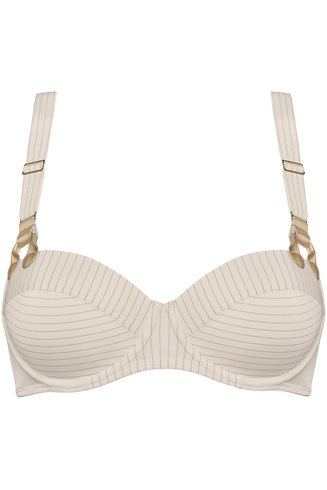 Gloria Plunge Balconette Bh | Wired Padded Pristine And Gold - 75g