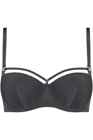space odyssey soutien-gorge balconnet | wired padded checkered steel grey - 85C