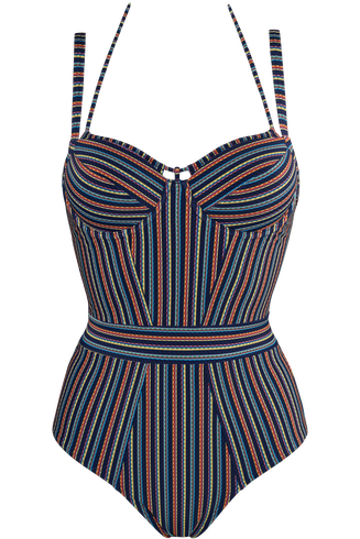 holi vintage plunge balconette badpak | wired padded dark blue rainbow