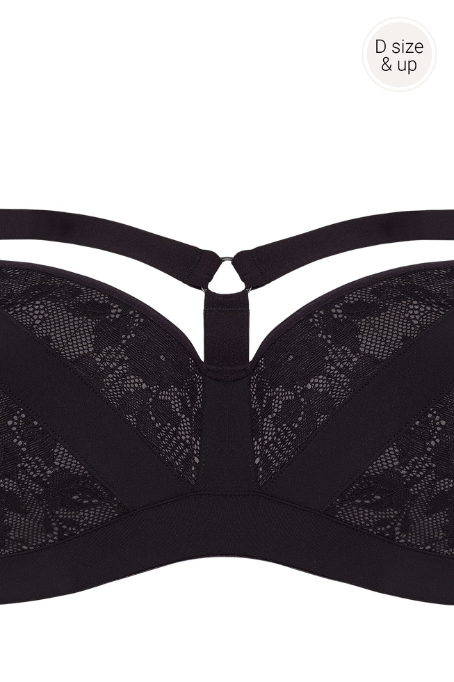 wing powerbalcony bra | black and grey