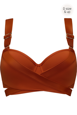 cache coeur plunge balconette bikini top | wired padded burnt orange