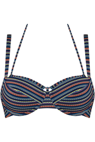 holi vintage plunge balconette bikini top | wired padded dark blue rainbow