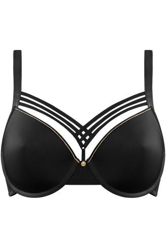 dame de paris plongeant soutien-gorge | wired padded black with gold - 85D
