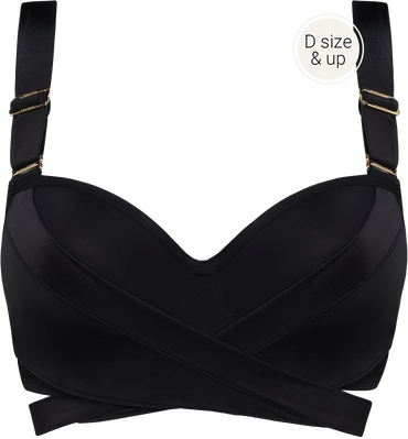 cache coeur plunge balconette bikini top | wired padded black