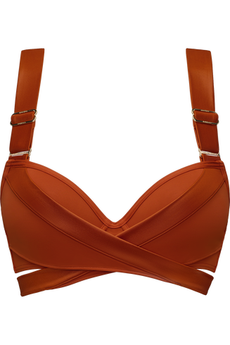 cache coeur push up bikini top | wired padded burnt orange