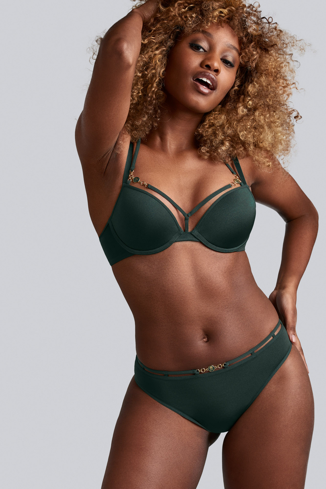 Untameable Teuta push up bra in forest green