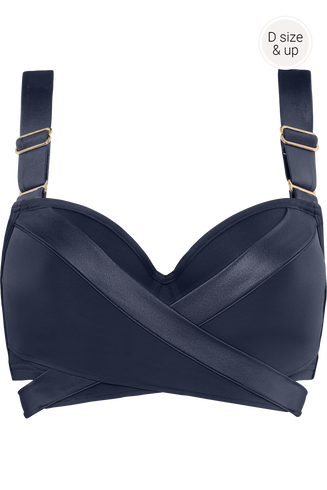 cache coeur plunge balconette bikini top | wired padded steel grey