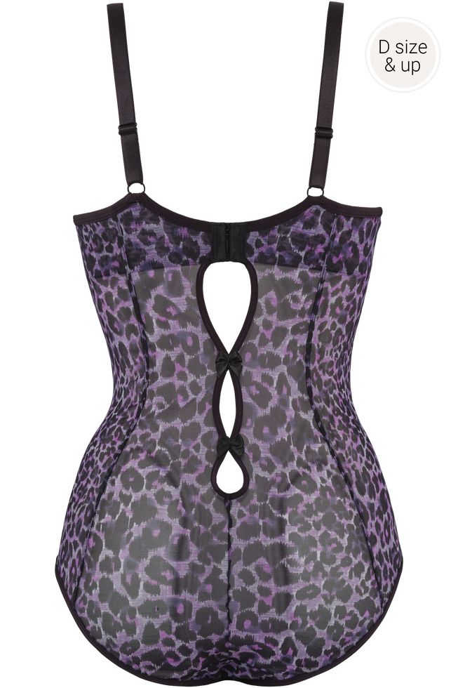 peekabooplunge balcony body | black purple leopard