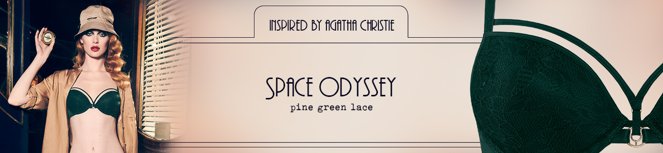 FW20 style collection Space Odyssey pine green lace header banner