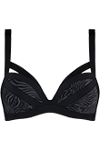 wing power black and grey push up bra