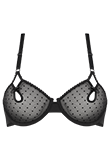 peekaboo black unpadded plunge balcony bra