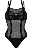 flash dance sheer black polka dot plunge balcony body