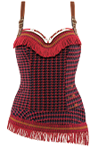 arasaid red pied de poule plunge balcony corset