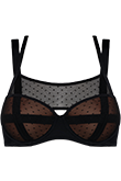 flash dance sheer black polka dot plunge balcony bra