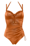 holi glamour marigold orange plunge balcony bathingsuit